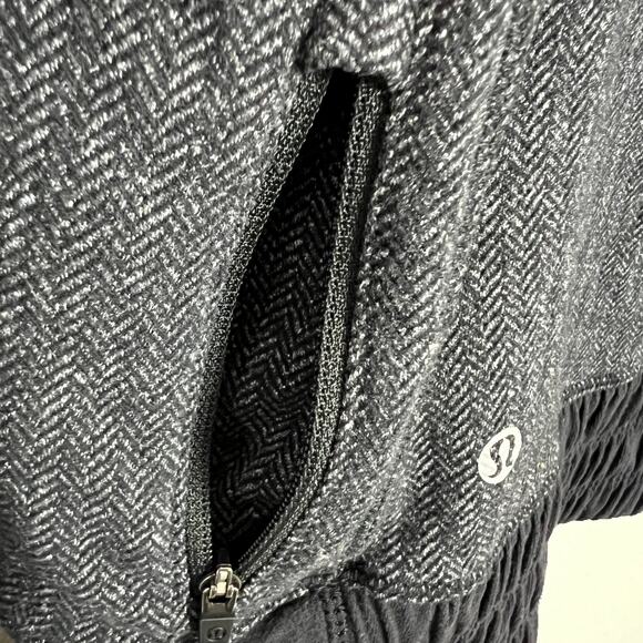 Lululemon Women's Size 4 Think Fast Hoodie Heathered Herringbone Black - Picture 8 of 11